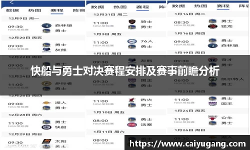 快船与勇士对决赛程安排及赛事前瞻分析